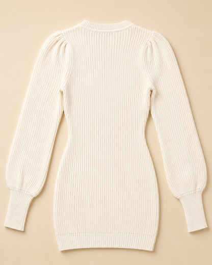 Vestido Lanilla Fashion Nova Usada Mujer — Cuello V Crema