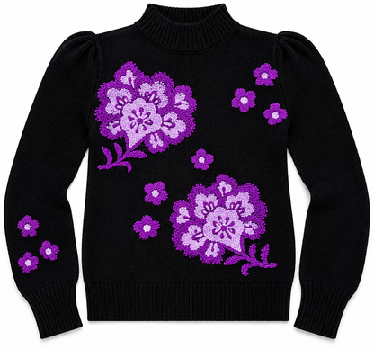 Chaleco LOFT Bordado Floral Americana — Negro Morado