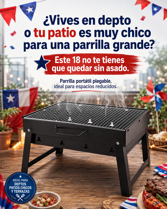 Parrilla Portátil Plegable 35×24 cm