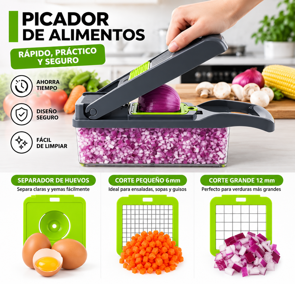 Corta Todo en Segundos – Picador Multifuncional 16 en 1