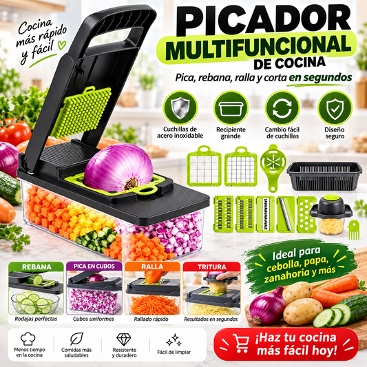 Corta Todo en Segundos – Picador Multifuncional 16 en 1